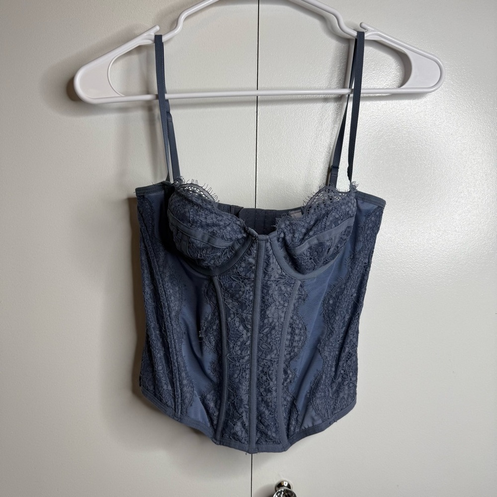 Urban Outfitters Out From Under Modern Love Corset Slate Blue Medium - Picture 2 of 7